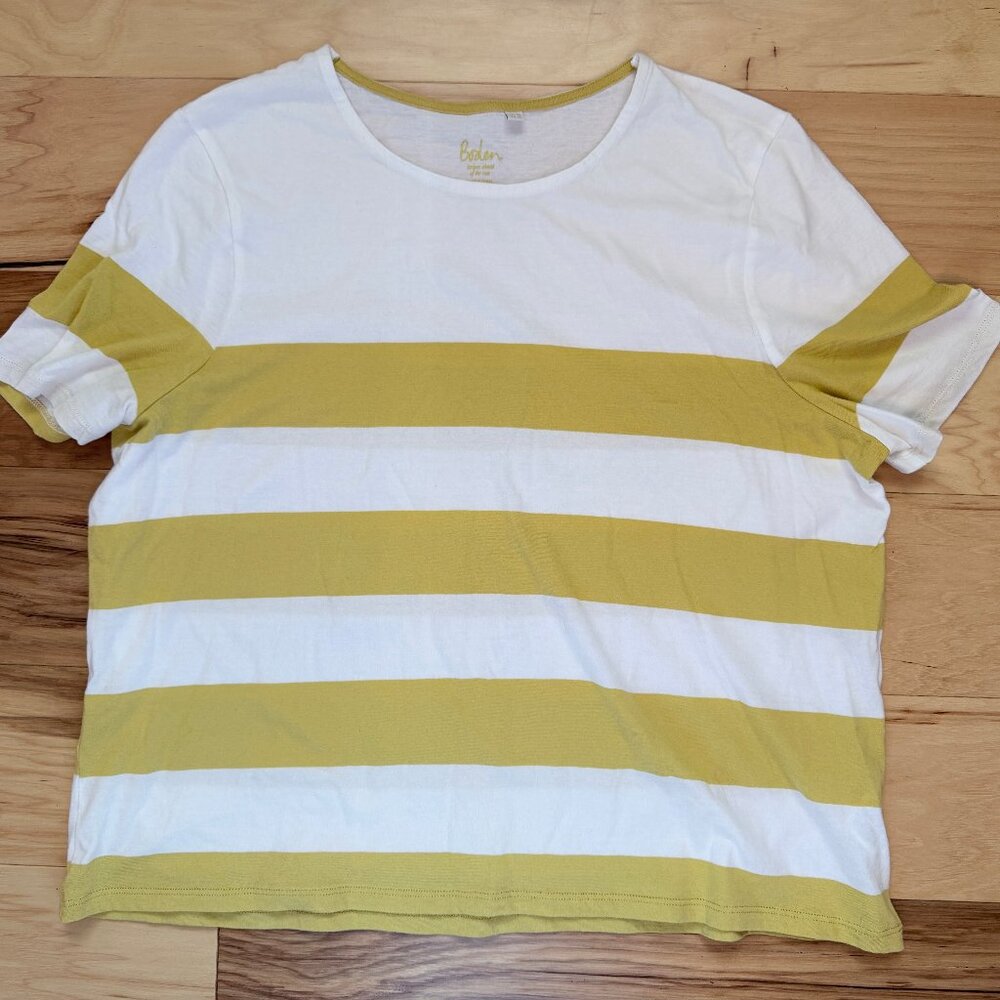 Boden Short Sleeve Bold Yellow Stripe Tee - Size US 12